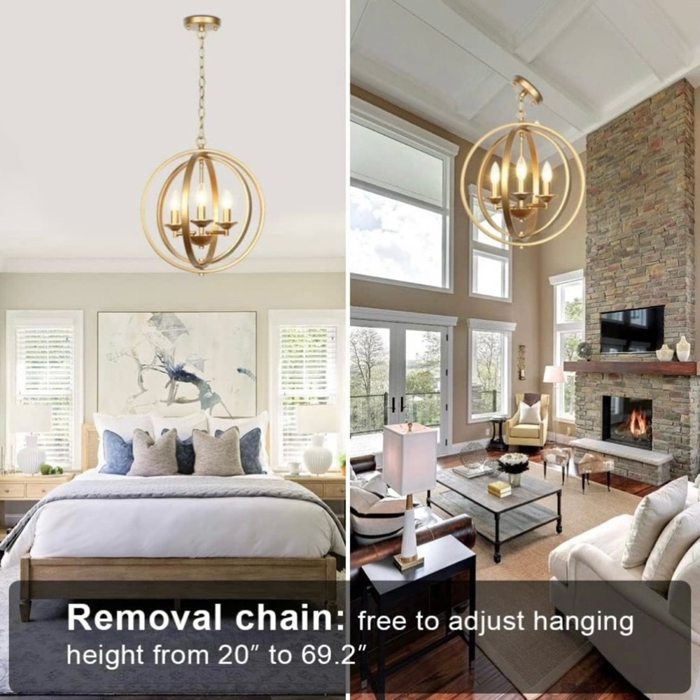 Gold Orb Chandelier Light Fixture - Picture 3 of 12